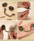 4 Pcs Antique Bronze Drop Bail Drawer Pulls Vintage Vibes For Cabinets Closets And Furniture Small 3.3 Inch Center Hole 4.5 Inch Total Length With Screws, showing assembly details.