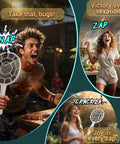 People using Electric Fly Swatter Bug Zapper Racket For Indoor And Outdoor Use With Dense Three Millimeter Mesh for insect control.