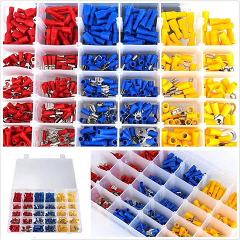 Ultimate 720 Count Tubular Wire Connector Kit Featuring Color Coded Electrical Terminals, Insulated Cable Ferrules In Yellow Red Blue, Heavy Duty Crimping Tool, Perfect For Pro Auto Home Wiring Projects in compartment box