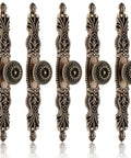 5 Piece Vintage Antique Floral Cabinet Handles Set With Bronze Finish For Dresser Drawers And Cupboards, displayed front view