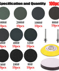 Image showing 3 Inch Wet And Dry Sanding Discs With Hook And Loop Backing Silicon Carbide Sanding Pads for Drill, 100 pcs set.