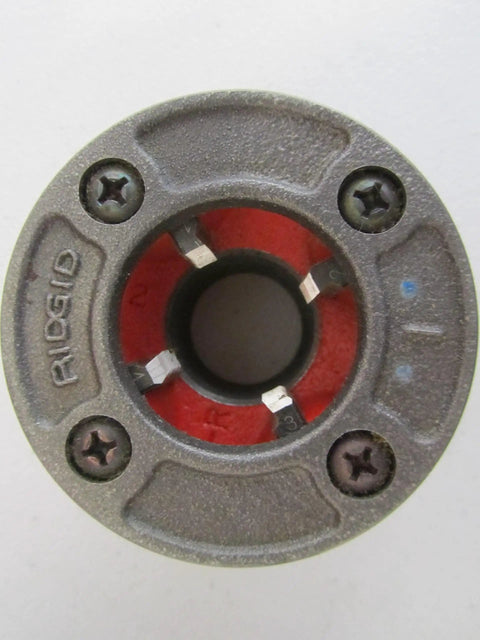 Close-up of Pro Grade 1 Inch Die Head Hand Threader With Alloy Dies And 00-R Die Set for clean precise pipe threading on high-speed power drives.