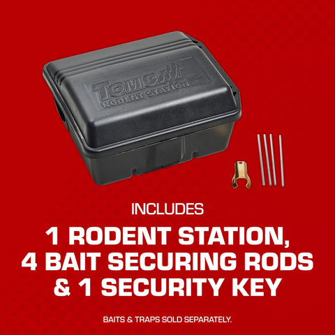 Rodent Station Trap Box With Four Bait Securing Rods And Security Key, Indoor Outdoor Weather Resistant for rats and mice