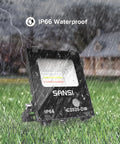 RGB LED Flood Light 400W Equivalent Outdoor Indoor Color Changing Wall Light With Remote, IP66 waterproof, in rain scene