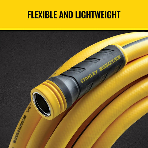 Heavy Duty Pro Grade Garden Hose With PolyFusion Technology 100 Foot Length Five Eighth Inch Yellow Kink Resistant