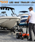 Heavy Duty Electric Trailer Dolly 7500 Lbs Capacity With Six All-Terrain Wheels For Moving Campers And RVS, user guiding with boat trailer.