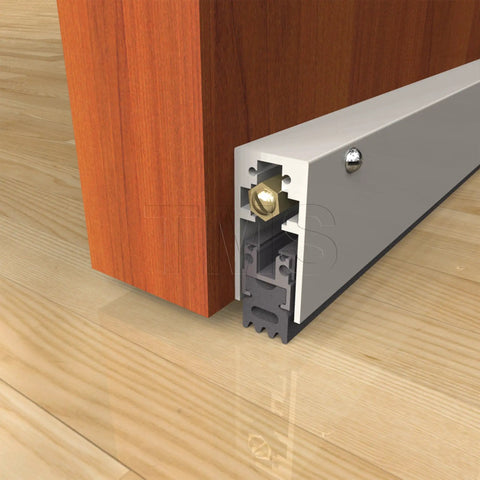 Door Bottom Seal With Auto Drop Neoprene Gap Filler For Soundproofing And Draft Blocking, Heavy Duty Surface Mounted 36 Inch In Clear Anodized Aluminum Track That Blocks Noise And Light, Built For Frequent Use And Weatherproof Durability