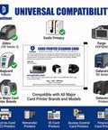 Universal compatibility card printer cleaning card for Zebra, Evolis, Fargo, Magicard, Datacard printers.