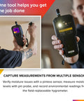 MR277 Moisture Meter With MSX Infrared Camera And Hygrometer For Building Inspection in hand, rear view