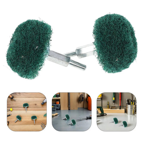 Top Rated Green Mushroom Buffing Wheels For Drill With Stainless Steel Core Durable Nylon Polishing Attachment Perfect For Metalworking And Furniture Restoration Projects Versatile Tool Fit, viewed from above.