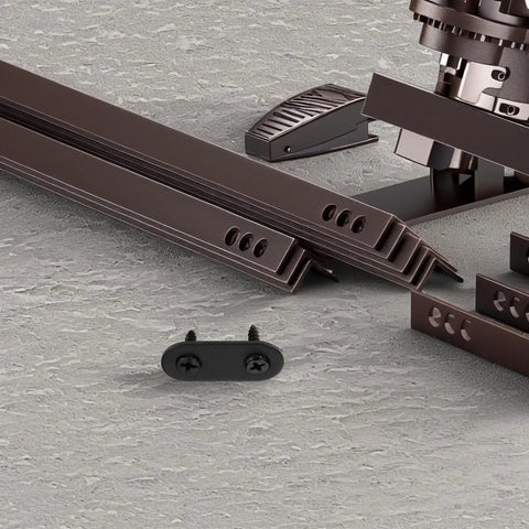 Rugged Flat Mending Plates With Double Holes 12 Pack Black Stainless Steel Straight Brace Brackets close-up view