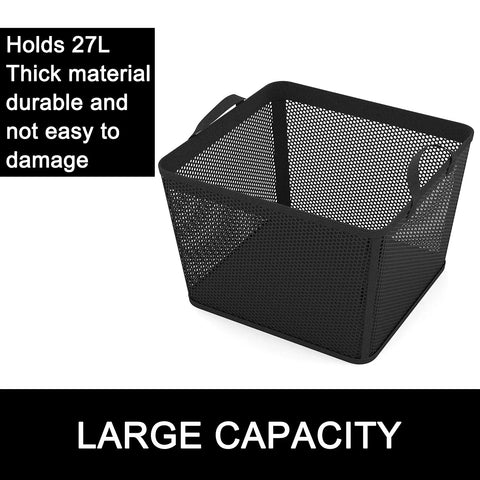 Black 27L capacity basket with sturdy handles, labeled durable and large capacity. Similar to Ultra Large 58.4L Collapsible Laundry Basket.