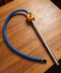 Heavy Duty Electric Drill Oil Transfer Pump With Aluminum Alloy Anti Rust Pipe Pro Grade Fluid Transfer Attachment For Auto Shops And Industrial Gear Handles Viscous Oil And Water Like A Boss Universal Handle blue hose and metal tube