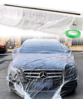 Clear 13 By 328 Feet Protective Masking Film For Automotive Painting And More Durable Plastic Sheeting covering a car in parking lot