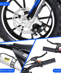 Close-up of brake disc and handlebars for Awesome 50Cc Gas-Powered Kids Dirt Bike With 2-Stroke Engine Hits 35 Mph For Thrilling Off-Road Adventures And Easy Pull Start For Ages 8 To 14.