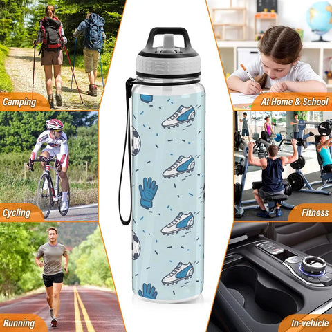 Image of 32 Oz BPA Free Tritan Sports Water Bottle Built For Gym Grind, Hiking, Cycling And Fitness Junkies, showcasing versatility.