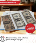 LaserWeld Four Pocket Currency Page For 100 Count Keeps Four Bills Neatly Labeled With Label Pocket Acid Free Polypropylene