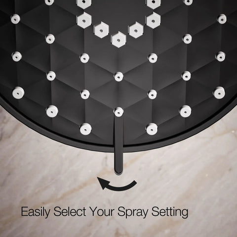 Close-up of Awaken G110 Three Function Showerhead With Wall Mount spray selector on oil rubbed bronze finish