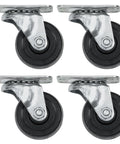 Swivel Top Plate Casters Zinc Finish With Two Inch Wheel Diameter Set Of 4 For Furniture Carts And Light Duty Equipment