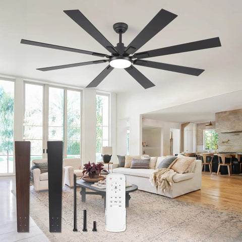 Huge 72 Inch Ceiling Fan With Lights And Remote For Indoor Outdoor Use Black Modern Design, living room setup