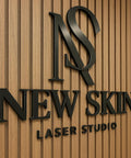 Bold Custom Acrylic Sign With Large 3D Laser Cut Logo for Salon Spa Office Storefront Wall Decor on wooden background