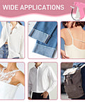 Easy Peasy Ergonomic Stitch Gun For Swift Clothing Patches And Soft Fabric Fix Ups With Two Thousand Micro Staples Plus Spare Tips In Cool Berry Pink Color displayed with various clothing repair applications.