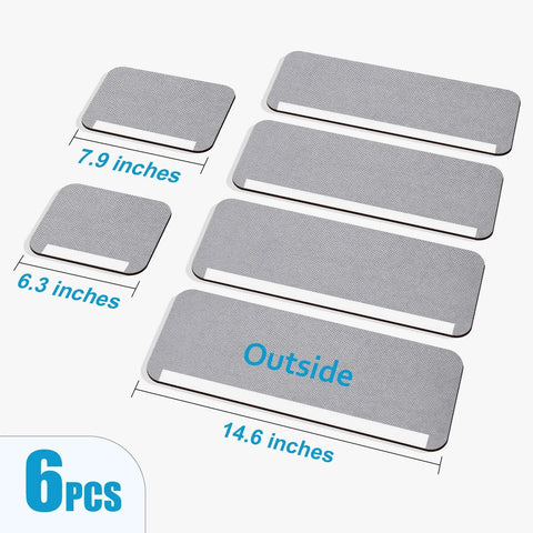 Refrigerator Door Handle Covers Set Of 6 Trim To Fit Washable Fridge Handle Protector Keeps Dirty Handprints Off No Hassle Easy Timesaver Kitchen Decor Gray Looks Great displayed in different sizes with dimensions visible.