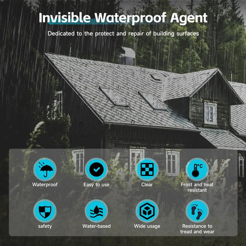 Superior Transparent Waterproof Coating And Invisible Sealant For Quick Leak Closure on roofs during rain, protecting surfaces.