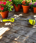15 Inch Watering Wand With 8 Spray Patterns And Thumb Control For Reaching Hanging Baskets And Deep Beds on wooden deck