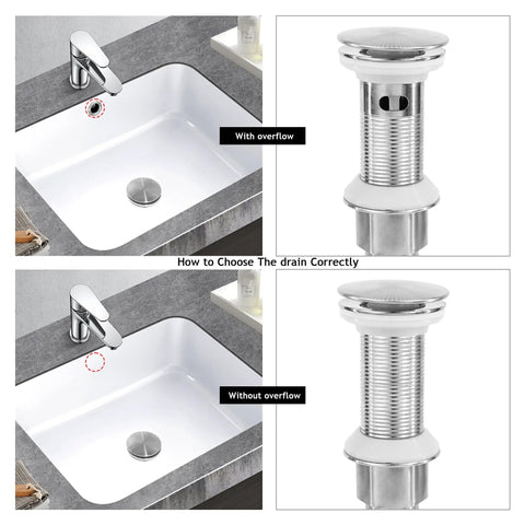 Top Shelf Brushed Nickel Pop Up Bath Sink Drain Stopper Without Overflow, Slick Stainless Steel Assembly With Anti Clog Strainer Basket, No Sweat Install, Built Tough, Dead Simple Operation