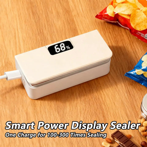 Rechargeable Mini Bag Sealer With LED Power Display One Touch Heat Sealer And Cutter Six Adjustable Gear Settings Portable