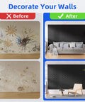 Before and after image of walls transformed with Premium 20 Pack Peel And Stick Acoustic Panels With High Density Soundproof Foam Tiles.