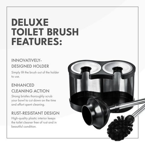 Heavy Duty Toilet Plunger and Brush Combo for Freestanding Stainless Steel Bathroom with innovative holder design