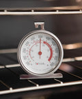 Large Dial Oven Thermometer With Three And A Quarter Inch Dial Easy Read 100 To 600 F Range Glass Lens And Red Pointer Silver Finish