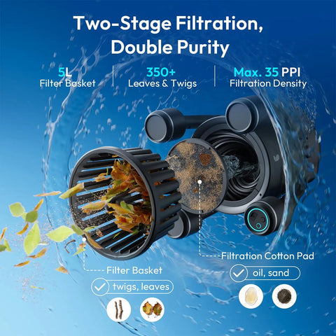 Make Pool Cleanup A Breeze With This V5 Skimmer Robot For In-Ground And Above-Ground Pools, dual filtration, 5L basket