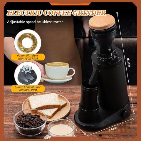 Variable Speed Single Dose Conical Burr Coffee Grinder With Stepless Adjustments built tough for espresso or French press with flat and conical burrs.