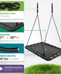 Outdoor Platform Swing For Kids With Rectangular Mat Chair For Tree Or Swing Set Playground Includes Accessories 40 By 30 Inches Black Rectangle Built For Safe Indoor Or Outdoor Fun For Hangouts And Playdates, with adjustable nylon rope and 330 lbs weight capacity.