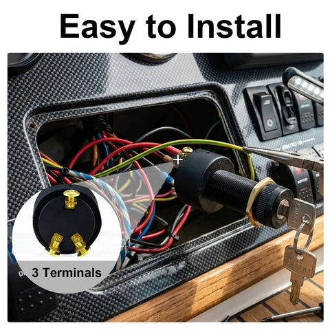 Marine Ignition Switch With 2 Keys 12V 10A 3 Position Waterproof Universal Keyed Switch installation process