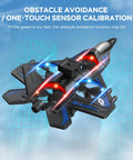 Epic 2.4GHz RC Plane With LED Night Lights 360 Degree Flips 6 Axis Gyro Stabilization flying on a blue grid background