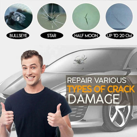 5 Pack Windshield Chip Repair Kit Quick Fix With Glass Repair Resin Liquid For Auto Glass, Universal Cracks Gone Glass Repair Kit displayed.