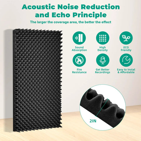 Heavy Duty Soundproof Foam Panels For Walls 4 Pack Acoustic Sound Deadening Tiles 48X24X2 Inch black egg crate foam for noise control