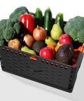 Collapsible Crate On Wheels Folding Hand Truck Set No Assembly Required Rollin Cart filled with assorted vegetables and fruits