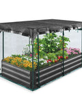 Galvanized Raised Garden Bed With Crop Cage Net Tent And Shade Cloth Kit For Outdoor Veggies And Fruits, Bird And Pest Protection, Bottomless Planting Metal Planter Box With T Nuts And Wing Nuts, 6x3x1 Ft
