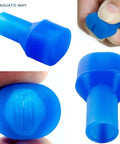 Replacement Bite Valve Mouthpieces 4 Pack With Shutoff Valve And Tube O Ring For Hydration Bladders Fits CamelBak And Most Brands Soft Selfsealing For Backpack Water Reservoirs blue silicone bite valve close-up