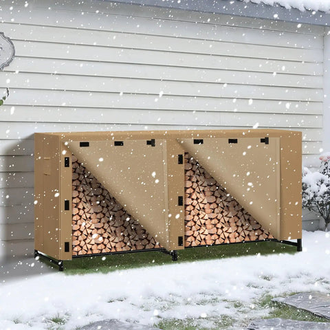 Heavy Duty All Weather 8Ft Firewood Rack Cover Waterproof Outdoor Storage 600D Oxford With PVC PU Coating Universal Fit