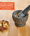 Compact Granite Mortar and Pestle 3.75 Inch Bowl for Spices and Herbs, Durable Natural Stone Grind next to mixed nuts