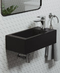 19.5 By 10 Inch Rectangular Ceramic Wall-Hung Sink With Right-Side Faucet Mount Matte Black Finish Space-Saving Bathroom Fixture