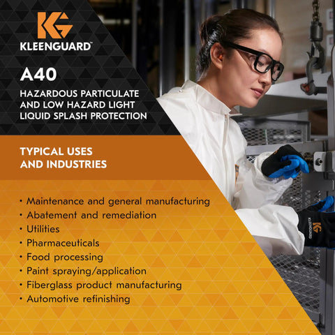 Heavy Duty Liquid And Particle Protection Coveralls A40 Zipper Front White XL Industrial Grade Microporous Film Laminate