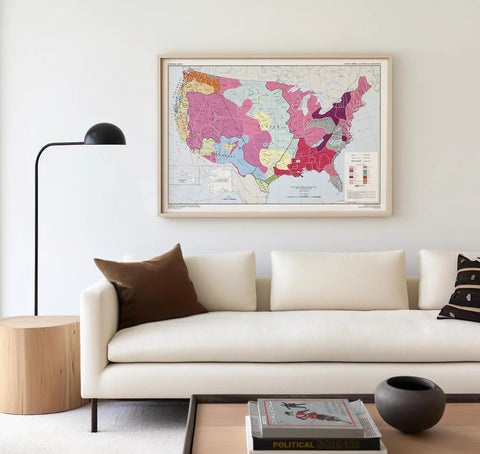 Native American Tribes Map 23 By 34 Inches Unframed With Languages And Cultures For Classroom Decor Geography Wall Art above sofa