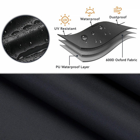 Heavy Duty Waterproof Porch Swing Cover For Two Person Outdoor Swing Bench Fits 52 Inch Long 28 Inch Wide With 18 Or 25 Inch Height All Weather Patio Furniture Protector From Rain Sun Dirt And Scratches showing waterproof PU layer and 600D oxford fabric